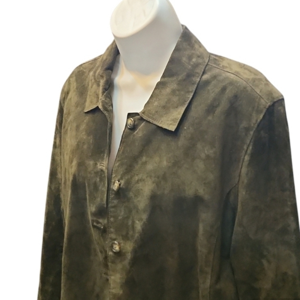 Valerie Separates Vintage Olive Green Suede Jacket - Picture 3 of 7